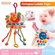 3 In 1 Baby Pull String Sensory Toy Montessori Toddler Finger Grasp Training Toy Silicone Early Lear