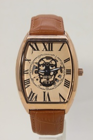 นาฬิกาข้อมือผู้ชายหญิง เรือนทองเคลือบPink gold สายหนังแท้ ระบบ Quartz(3เข็ม) หน้าปัดคลาสสิค(killing)(ขนาดหน้าปัด30mmx38mm) รุ่น CON-7030P