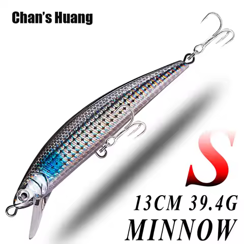 Chan's Huang 1PCS 13CM 39.4G Saltwater Seabass Fishing Lures Sinking Artificial Hard Minnow Bait Lon