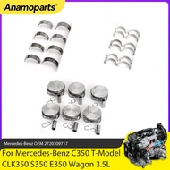 Engine Parts Pistons Rings Bearing Set 92.9mm Fit 3.5 L M272 For Mercedes-Benz E350 W211 W212 S211 S