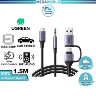 UGREEN 2 in 1 USB C to 3.5mm Aux Audio and Charger Cable Hi-Res TRS Headphone Car Stereo PD 60W Fast