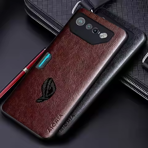 Luxury leather Case for Asus ROG Phone 6 7 funda Business solid color Soft TUP&Hard PC phone cover f