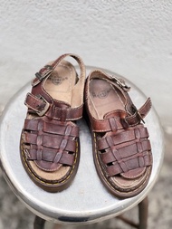 Dr. Martens 深咖褐色編織 真皮牛皮革 厚底編織涼鞋靴馬汀鞋馬丁