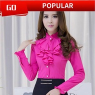 🎁Ready Stock🎁 baju kemeja wanita kemeja putih wanita Baru 2019 Kolar Menegak Renda Kemeja Lengan Pan