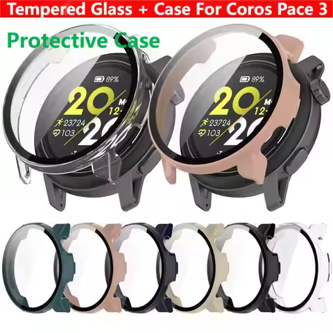 Tempered Glass + Case For Coros Pace 3 Smart Watch Strap Bumper Shell Full Cover Screen Protector Ac