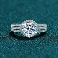 X-152 925 Sterling Silver Women's Ring, 2 Carat Moissanite (Including Certificate)/8mm Zircon