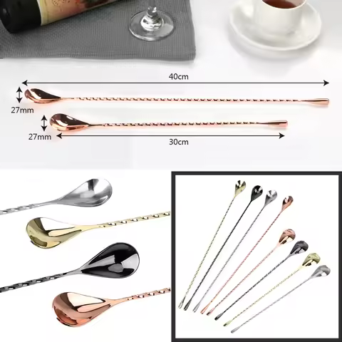 Spiral Pattern Mixing Cocktail Spoon Stir Spoon Bartender Tools Stainless Steel Bar Tool Bar Teadrop
