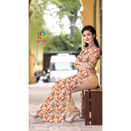 3D ao dai fabric with even flowers