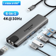 Lemorele TC44 USB C hub Gigabit Ethernet LAN RJ45 network adapters 1 USB 3.0 and 2 USB 2.0 are compa