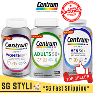 Centrum Silver Women/Men/Adults 50+ Multivitamins 200/275/325 Tabs [FOR Post-Menopausal Health, Eyes, Bones] Expiry 2025 *2-3 Days Delivery*