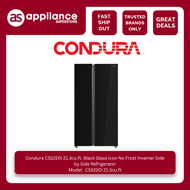 Condura CSS220i 21.3cu.ft. Black Glass Icon No Frost Inverter Side by Side Refrigerator
