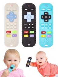 1 件組隨機顏色嬰兒電視遙控器形狀玩具矽膠牙膠咀嚼抓握練習遊戲開發智力早期感官玩具幼兒（某些部件可能是隨機的）