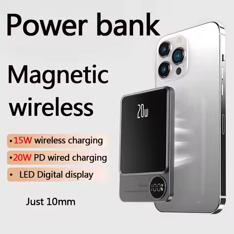 Portable 10000mAh Magnetic Wireless Power Bank Metal PD 20W Fast Charging External Battery For Macsa