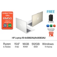 HP Laptop (Ryzen 5-7530U/15.6" FHD/16GB RAM/512GB SSD) 15-fc0082AU