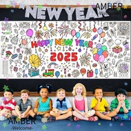 AMBER Doodle Art Banner, Happy  Year DIY Coloring Giant Coloring Poster, Interactive Art Craft Doodl