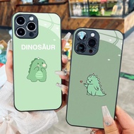 Cute little Dinosaur Glass Case for iPhone 17 16 15 14 13 12 11 8 7 6 6s 6p 7p 8p 6g 7g 8g Pro Max X
