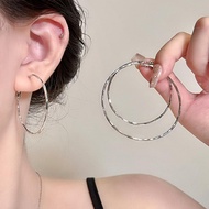 High-End Exaggerated Circle Silver Needle Earrings Female 2026 Earrings Large Circle Plain Circle Ci
