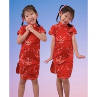 ชุดจีนเด็กสีแดง กี่เพ้าเด็ก ลายเหมยสีแดง ชุดเดรสเด็ก ออกงาน