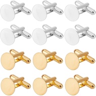 SUNNYCLUE 20Pcs Cufflink Perak Kosong, Cufflink Bulat Emas, Cufflink Tembaga untuk Pakaian Tuxedo, B