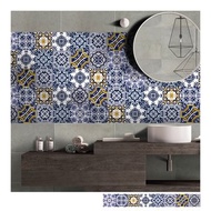 復古花磚壁貼 S款 歐風自黏壁紙 瓷磚牆貼 磁磚貼紙 踢腳線 防水