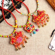 Baby Long Life Lock Collar Handmade Multicolored Collar Bell Children Necklace Full Month Century-Ol
