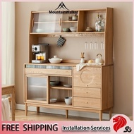 MW SSL Kitchen Cabinet Storage Cabinet Wooden Solid Wood Dining Household Cupboard Ash Simple Tea New Large Capacity JP