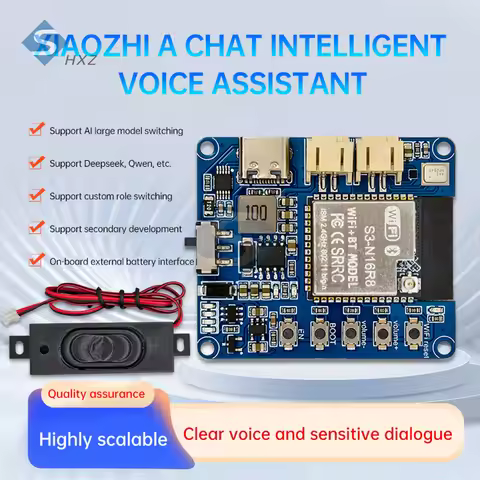 AI Voice Module with Mic & Amp, USB-C Programmable Sound Board, Compatible with Deepseek/Qwen & PIR 