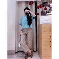 Qcl1 horse embroidered beige jeans