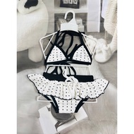 Layered swimsuit set, star printed shirt, tie waist, neck for girls swimsuit for kid