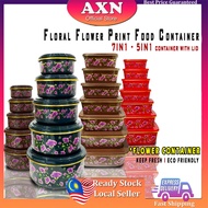 AXN 7 IN 1 and 5 IN 1 set Floral Flower Container With  Lids Container Kitchenware
