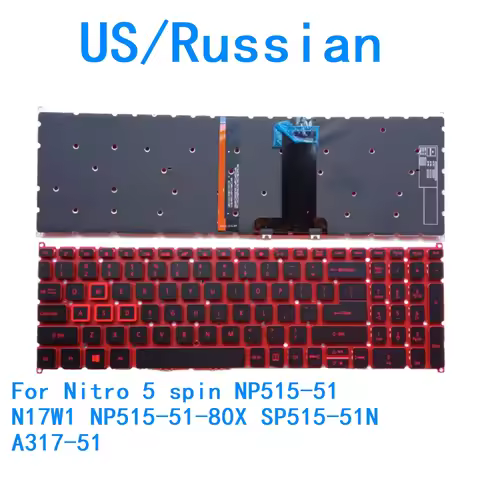 New US Russian Language Backlit Keyboard For Acer Nitro 5 spin NP515-51 N17W1 NP515-51-80X SP515-51N