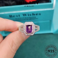 HILARY JEWELRY 925 Sterling Temperament 純銀戒指 Accessories Adjustable Ring Perak Perempuan Women Korean Cincin Square For Amethyst Original Silver R2244