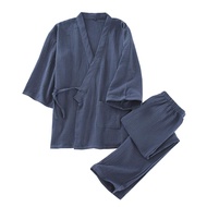 Japanese Style Two-Piece Suit Cotton Bathrobe Pajamas Kimono Bathrobes Sleepwear For Couple