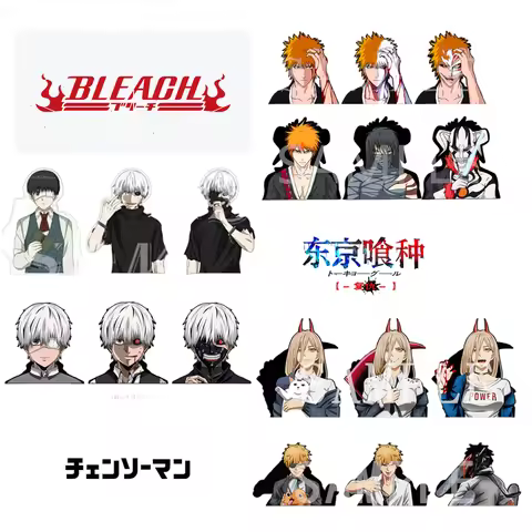 Japanese Series Combination Chainsaw Man BLEACH Ghoul Motion 3D Gradient Sticker Anime Peripheral Co