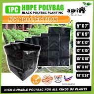 Agri 1 PC Black Polybag UV Thick Fertigasi Polibag Hitam Nursery Plastik Semaian Benih Poly bag Polibeg Polybeg Kebun