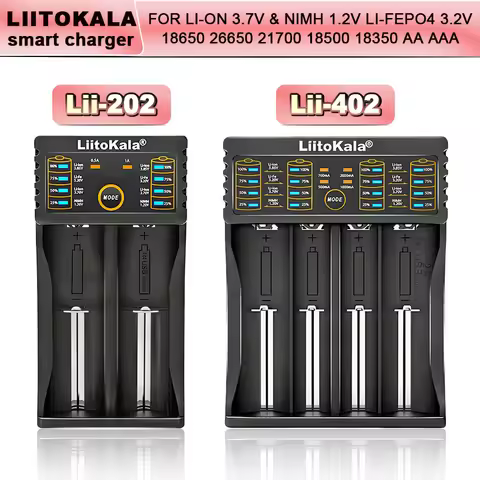 Liitokala Lii-202 Lii-402 1.2V 3.7V 3.2V 3.85V 18650 18350 26650 18490 AA AAA 14500 21700 Lithium Ni