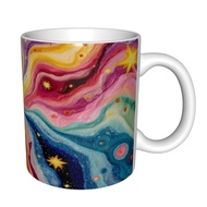 Colorful Galaxy Motif Ceramic Coffee Mug Art Fluid, Unique Aesthetic Drink Abstract Art Lover Gift