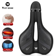 WEST BIKING Universal Bike Saddle With Taillight Shock Absorption Comfortable Bicycle Cushion Seat H