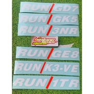 RUN STICKER/GD7,HK8,3NR,GE8,K3-FE,1 TR COOL CAR CUTTING STICKER LATEST VARIATIONS