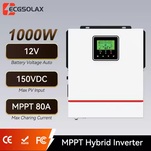 ECGSOLAX 1KW Hybrid Solar inverter 12V 230Vac With MPPT 80A Charging Controller Solar Off-grid Hybri