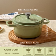 S&S 20/24cm Green Enamel Pot Dutch Oven Stew Pot Ceramic Saucepan suitable for Induction & Gas Stove