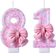 VSHILI 81st Birthday Candles, Pink 81 Year Old Number Birthday Candles, Happy Birthday Party Cake To
