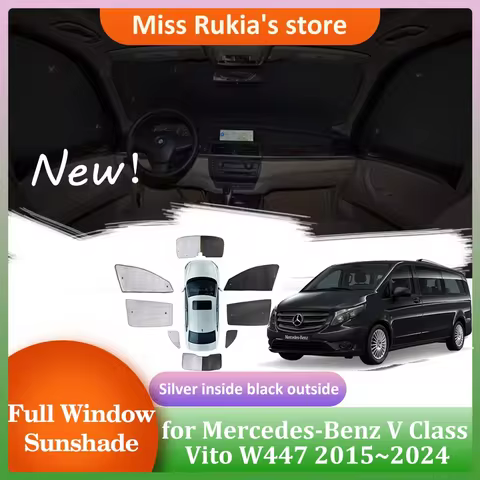 Sunshades for Mercedes-Benz V Class Vito W447 EQV LWB 3door 2015~2024 Windows Visor Windshield Curta