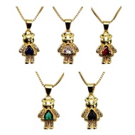Fashion teddy bear Pendant necklace chain pendant lady little copper