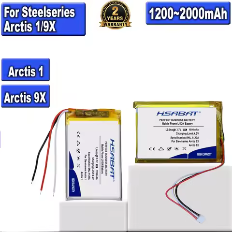 HSABAT 1400mAh-2000mAh Battery for Steelseries Arctis Pro Wireless Siberia 800 9 FT823456P 9X LVL50 
