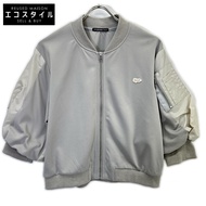 Vivienne Tam 14175260 灰色人造絲混紡迷你標誌半袖拉鍊短上衣 38 碼 [二手]