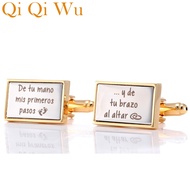 Personalized Bride's father Wedding Gift Cufflinks Custom Engraved Mens Gold Cufflink Suit Shirt Cuf