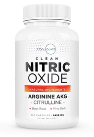 Type Zero Nitric Oxide 6X Booster, 150 Veggie Capsules - Natural Supplement - Beetroot, Arginine AKG