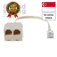 [SG FREE 🚚] Telephone Splitter RJ11 6P4C 1 Male to 2 Female Adapter RJ11 to RJ11