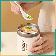 Lucky Porridge Pot, Rice Container, THERMAL SOUP FREE SPOON, 304 Stainless Steel Inner Tube, DT500ML